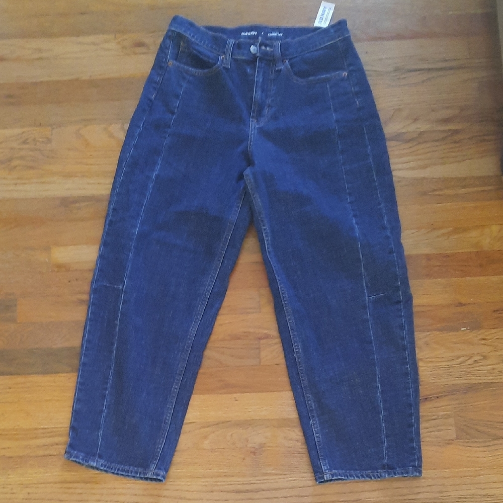 NWT Old Navy Dark Wash Barrel Jeans 4